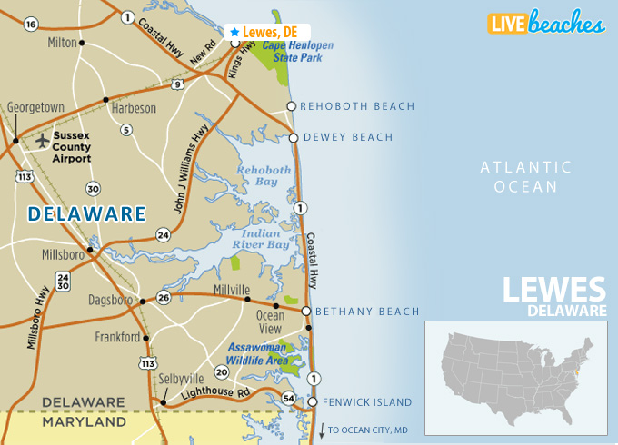 Map of Lewes, Delaware