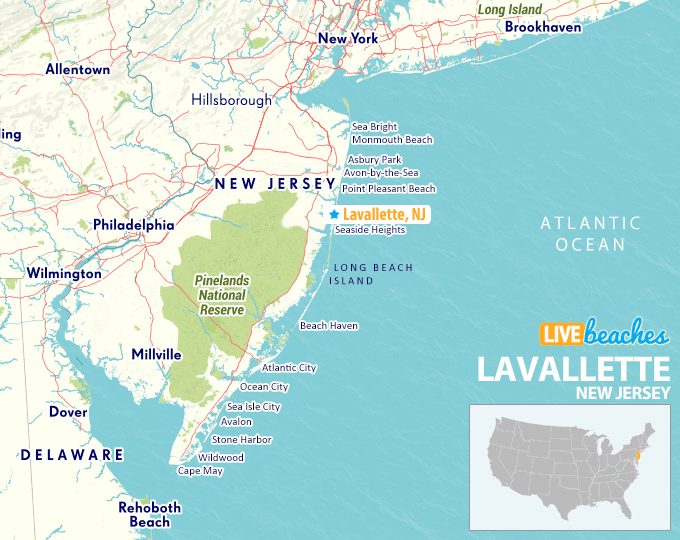 Map of Lavallette Beach, New Jersey