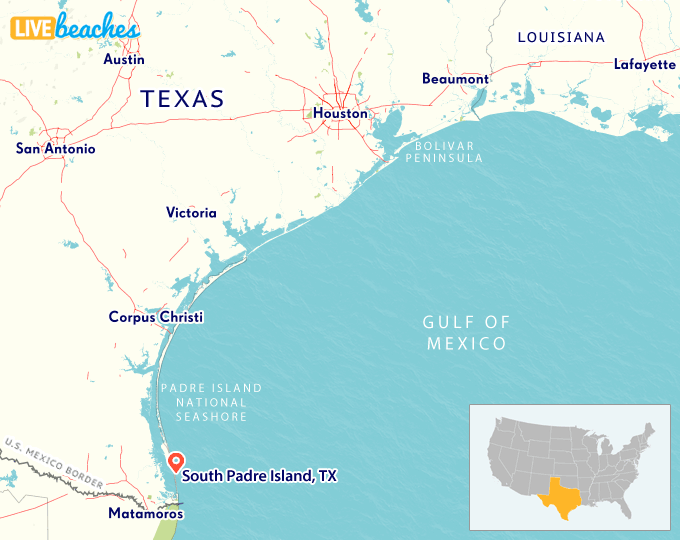 Map of South Padre Island, Texas