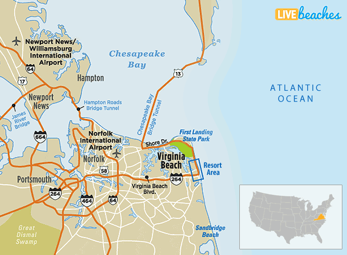 Map of Virginia Beach, VA
