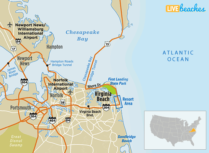 map of virginia beach coastline Map Of Virginia Beach Virginia Live Beaches map of virginia beach coastline