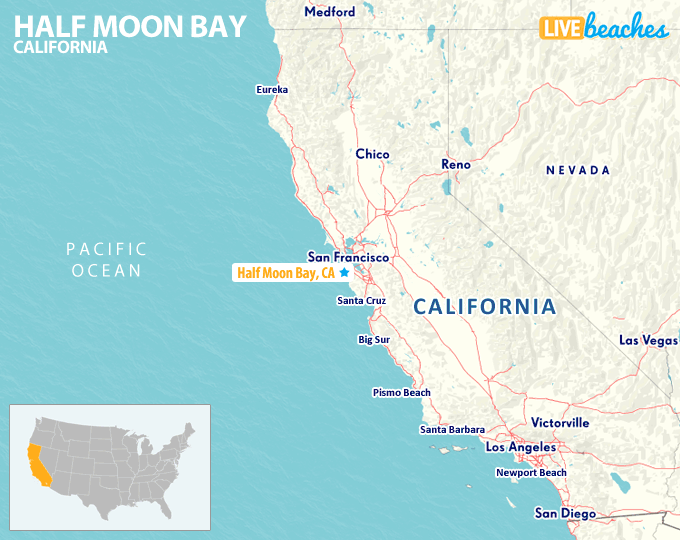 Map of Half Moon Bay California - LiveBeaches.com
