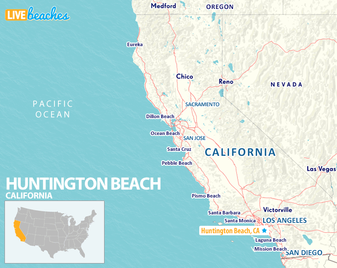Map of Huntington Beach California - LiveBeaches.com