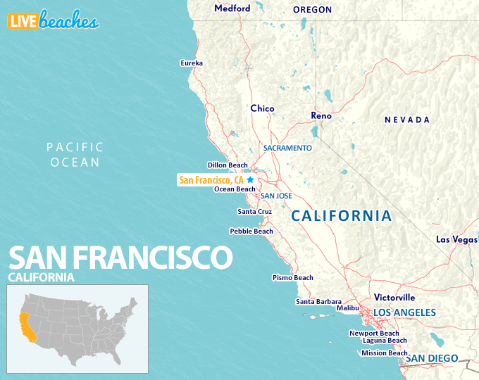 Map of San Francisco California - LiveBeaches.com