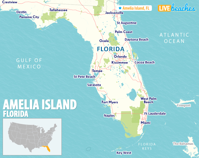 Map of Amelia Island, Florida - Live Beaches