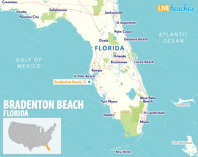 Map of Bradenton Beach, Florida - LiveBeaches.com
