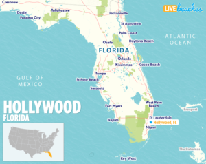 Map of Hollywood Beach, Florida - LiveBeaches.com
