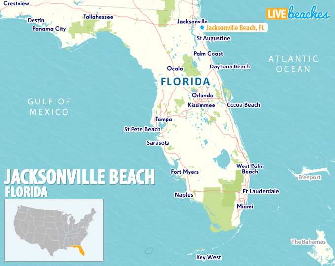 Map of Jacksonville Beach, Florida - LiveBeaches.com