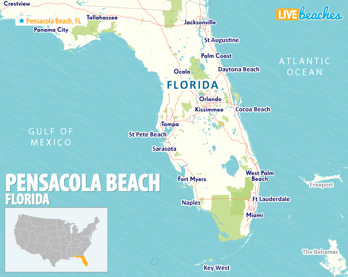 Map of Pensacola Beach Florida - LiveBeaches.com
