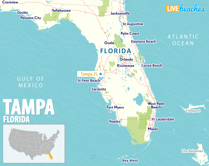 Map of Tampa, Florida - LiveBeaches.com