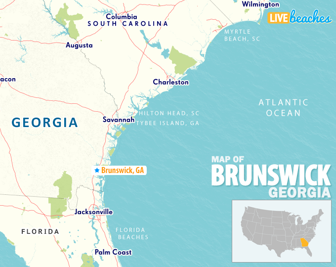 Map of Brunswick, Georgia - LiveBeaches.com