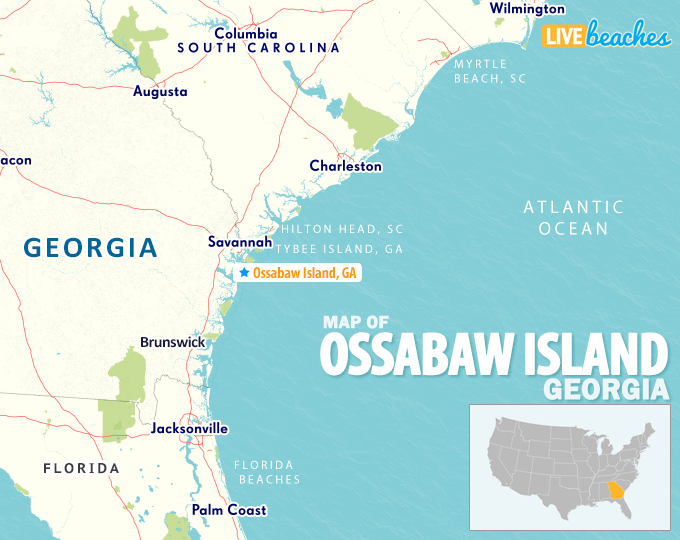 Map of Ossabaw Island, Georgia - LiveBeaches.com