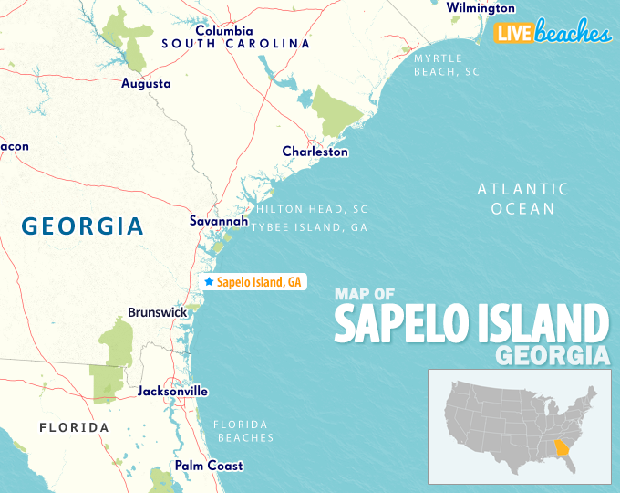 Map of Sapelo Island, Georgia - LiveBeaches.com