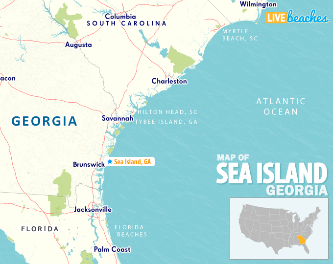 Map of Sea Island, Georgia - LiveBeaches.com