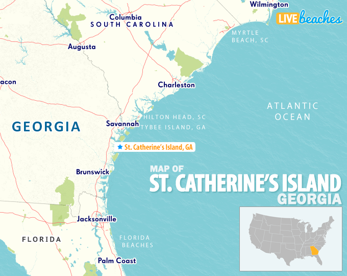 Map of St Catherines Island, Georgia - LiveBeaches.com