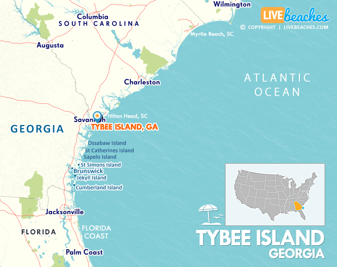 Map of Tybee Island, Georgia - LiveBeaches.com