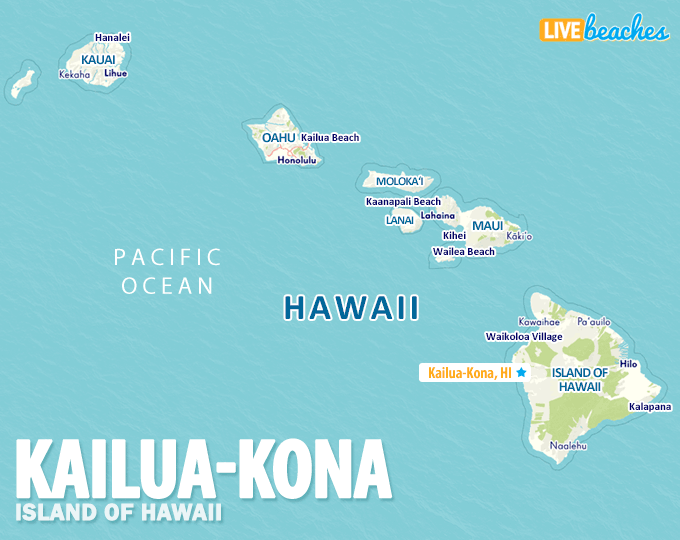 Map of Kailua-Kona, Hawaii - LiveBeaches.com