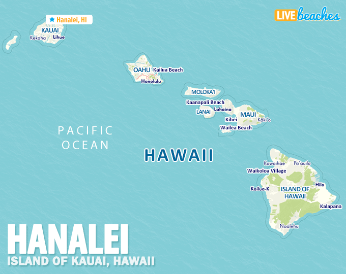Map of Hanalei, Hawaii - LiveBeaches.com