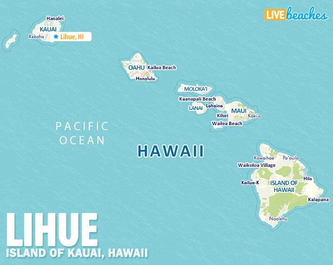 Map of Lihue, Hawaii - LiveBeaches.com
