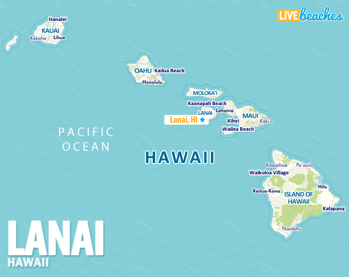 Map of Lanai Island, Hawaii - LiveBeaches.com