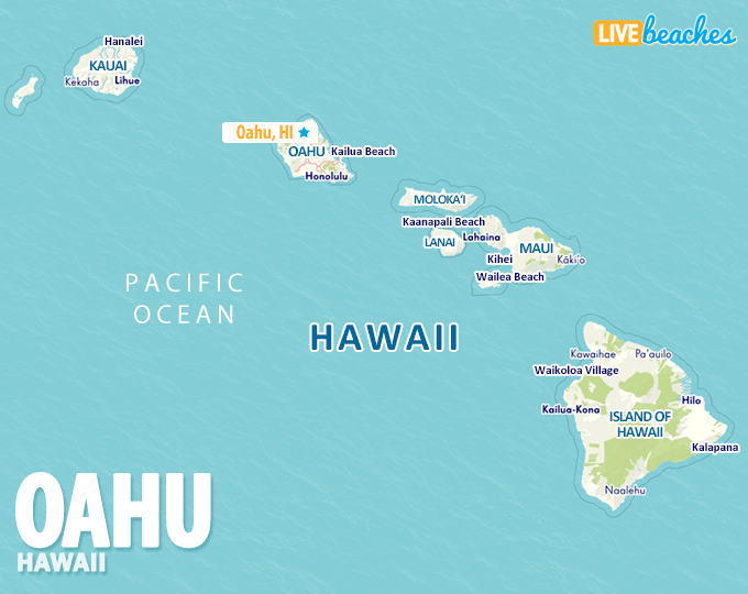 Map of Oahu Island, Hawaii - LiveBeaches.com