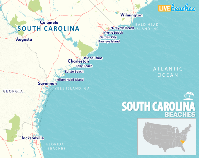 Map of South Carolina Beaches - LiveBeaches.com