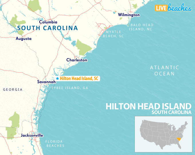 Map of Hilton Head Island, South Carolina - LiveBeaches.com