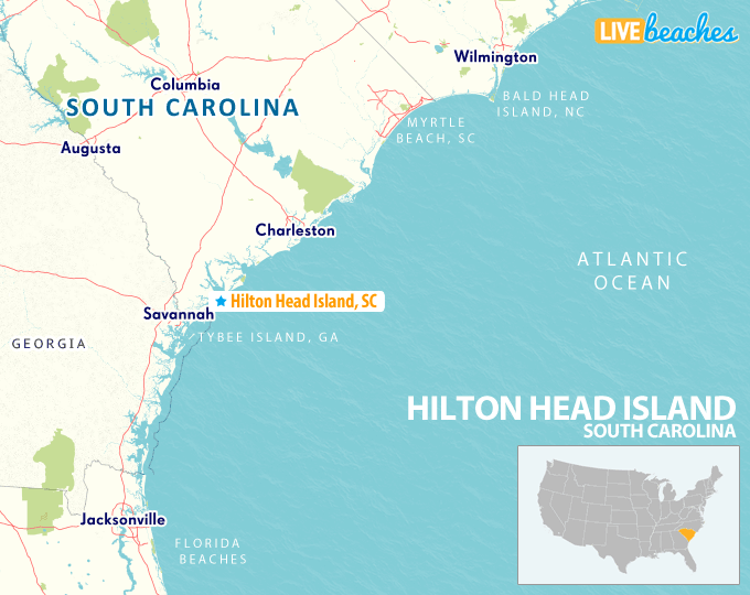 Map of Hilton Head, South Carolina Live Beaches