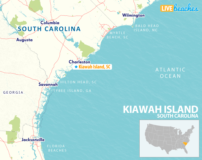 Map of Kiawah Island, South Carolina - LiveBeaches.com