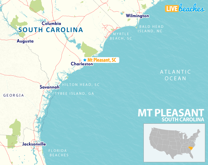 Map of Mt Pleasant, South Carolina - LiveBeaches.com