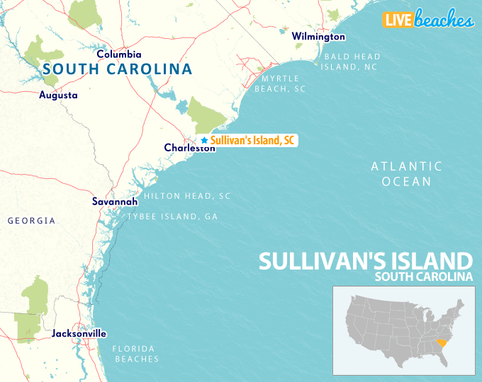 Map of Sullivan's Island, South Carolina - LiveBeaches.com