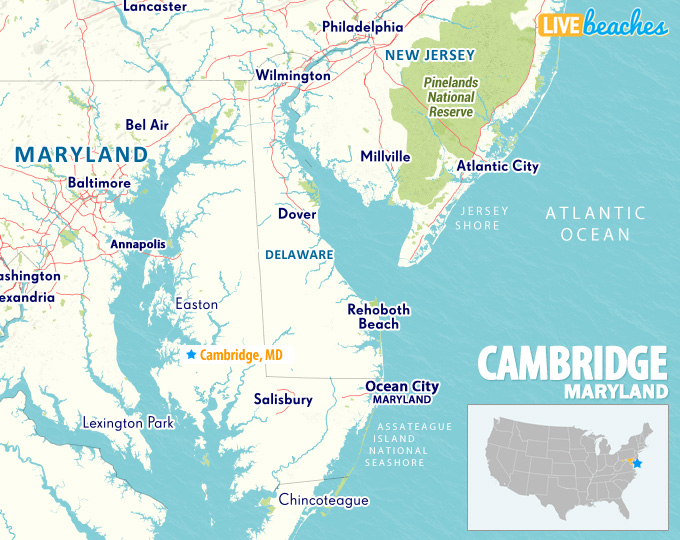 Cambridge MD Map - LiveBeaches.com