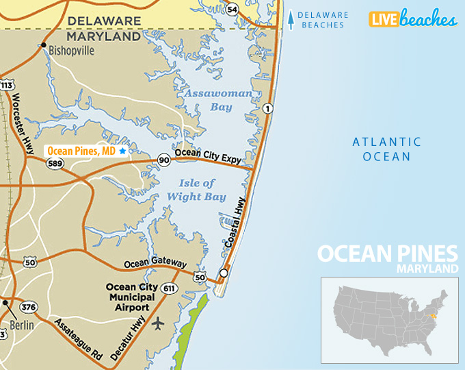 Ocean Pines MD Map - LiveBeaches.com