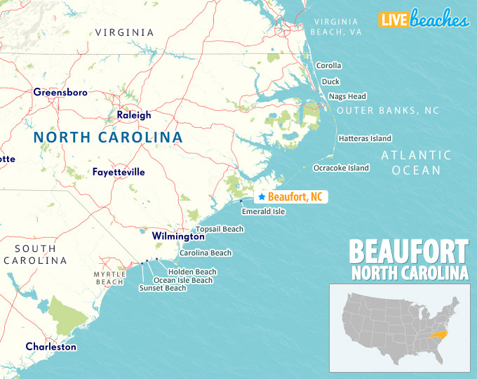 Beaufort NC Map - LiveBeaches.com