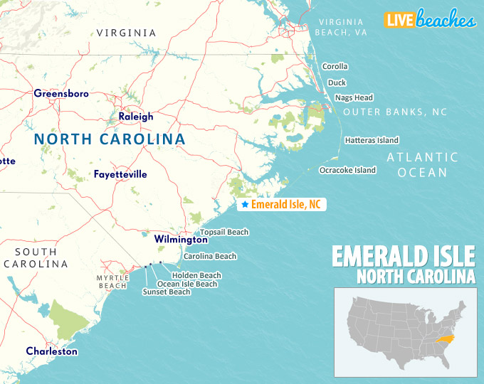 Emerald Isle NC Map - LiveBeaches.com