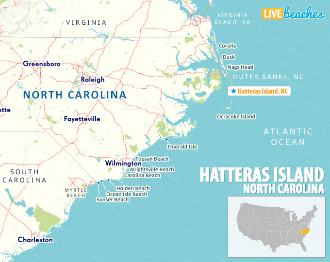 Hatteras Island NC Map - LiveBeaches.com