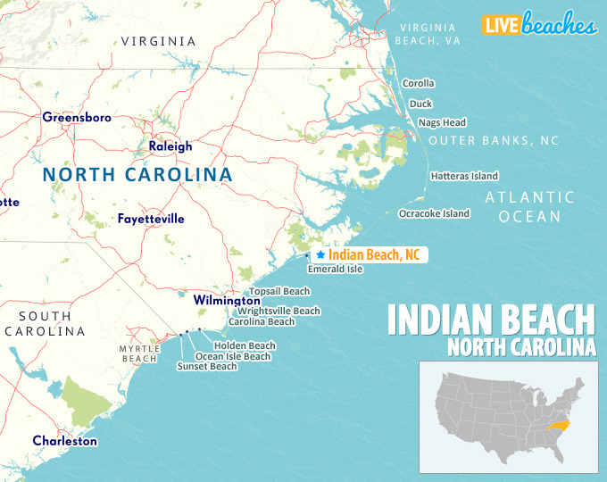 Indian Beach NC Map - LiveBeaches.com