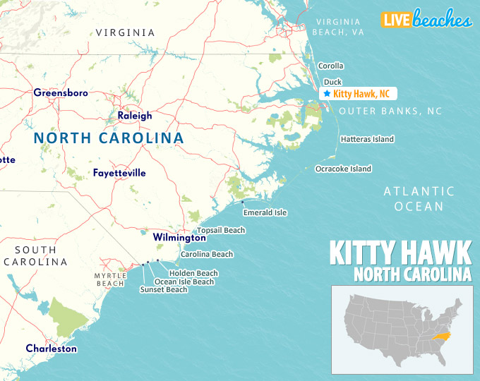 Kitty Hawk NC Map - LiveBeaches.com