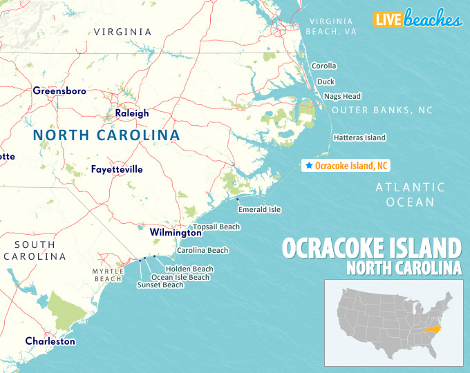 Ocracoke Island NC Map - LiveBeaches.com