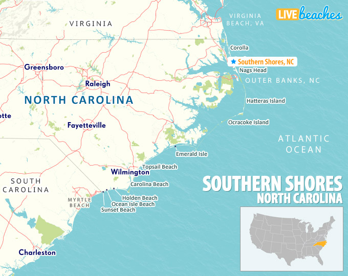 Southern Shores NC Map - LiveBeaches.com