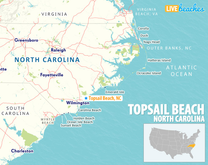 Topsail Beach NC Map - LiveBeaches.com