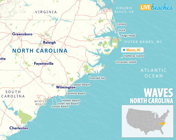 Waves NC Map - LiveBeaches.com