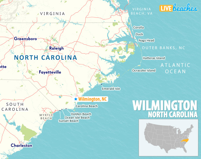 Wilmington NC Map - LiveBeaches.com