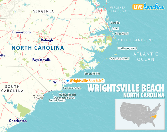 Map of Wrightsville Beach, North Carolina Live Beaches