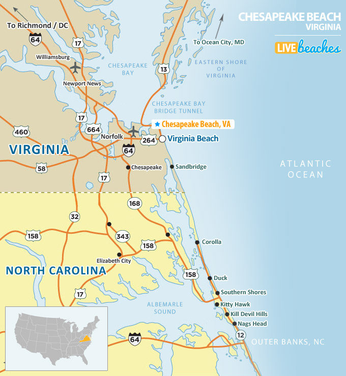 Chesapeake Beach, VA Map - LiveBeaches.com