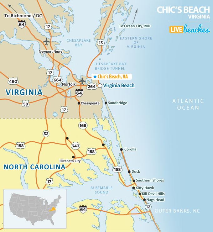 Chic's Beach, VA Map - LiveBeaches.com