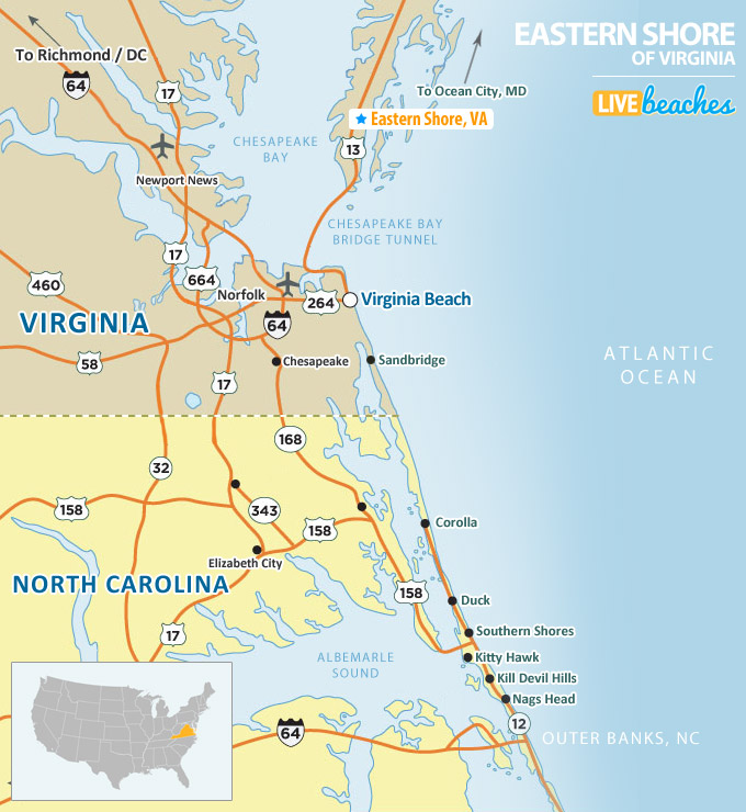 Map Of Eastern Shore Of Virginia Live Beaches