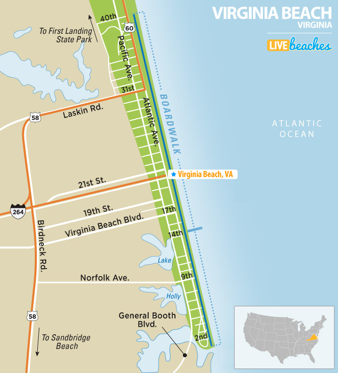 Virginia Beach Boardwalk Map - LiveBeaches.com