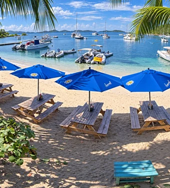 Live Cruz Bay Webcam from The Beach Bar, St. John, Caribbean