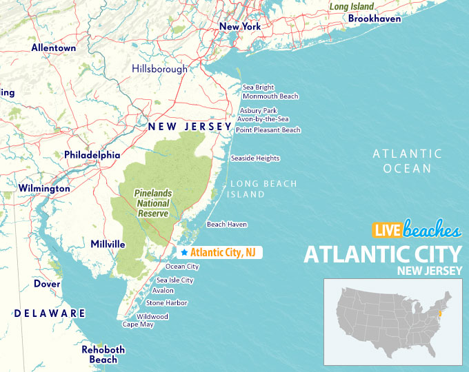 Atlantic City New Jersey Map - LiveBeaches.com